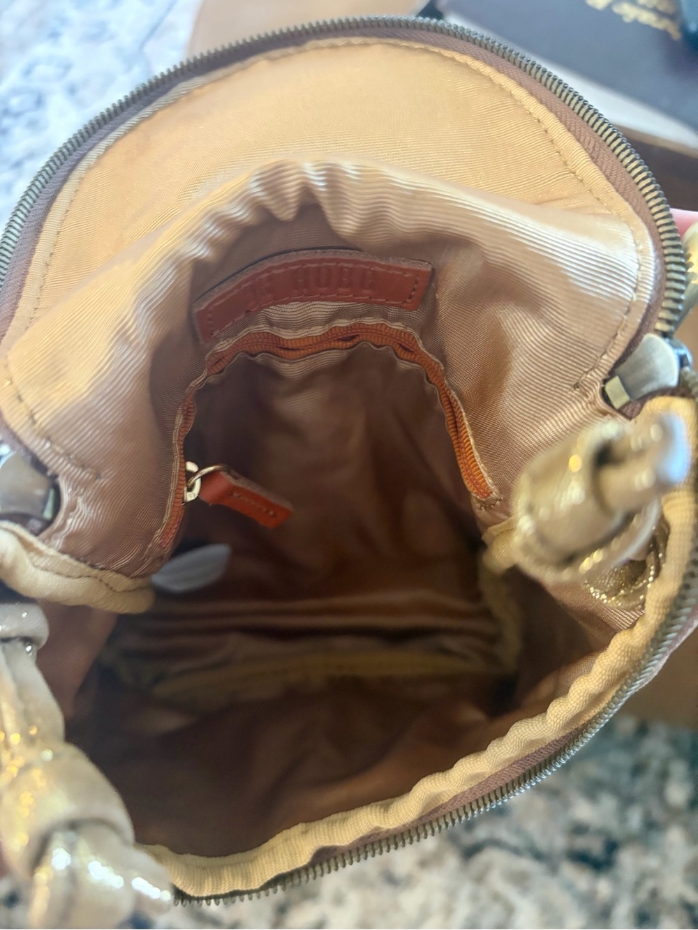 HOBO Fern Shimmer Leather Saddle Bag Crossbody Purse - Picture 7 of 9